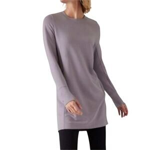 Athleta Coaster Luxe Lilac Crew Neck Sweatshirt Dress Secure Zip Pockets Size SP